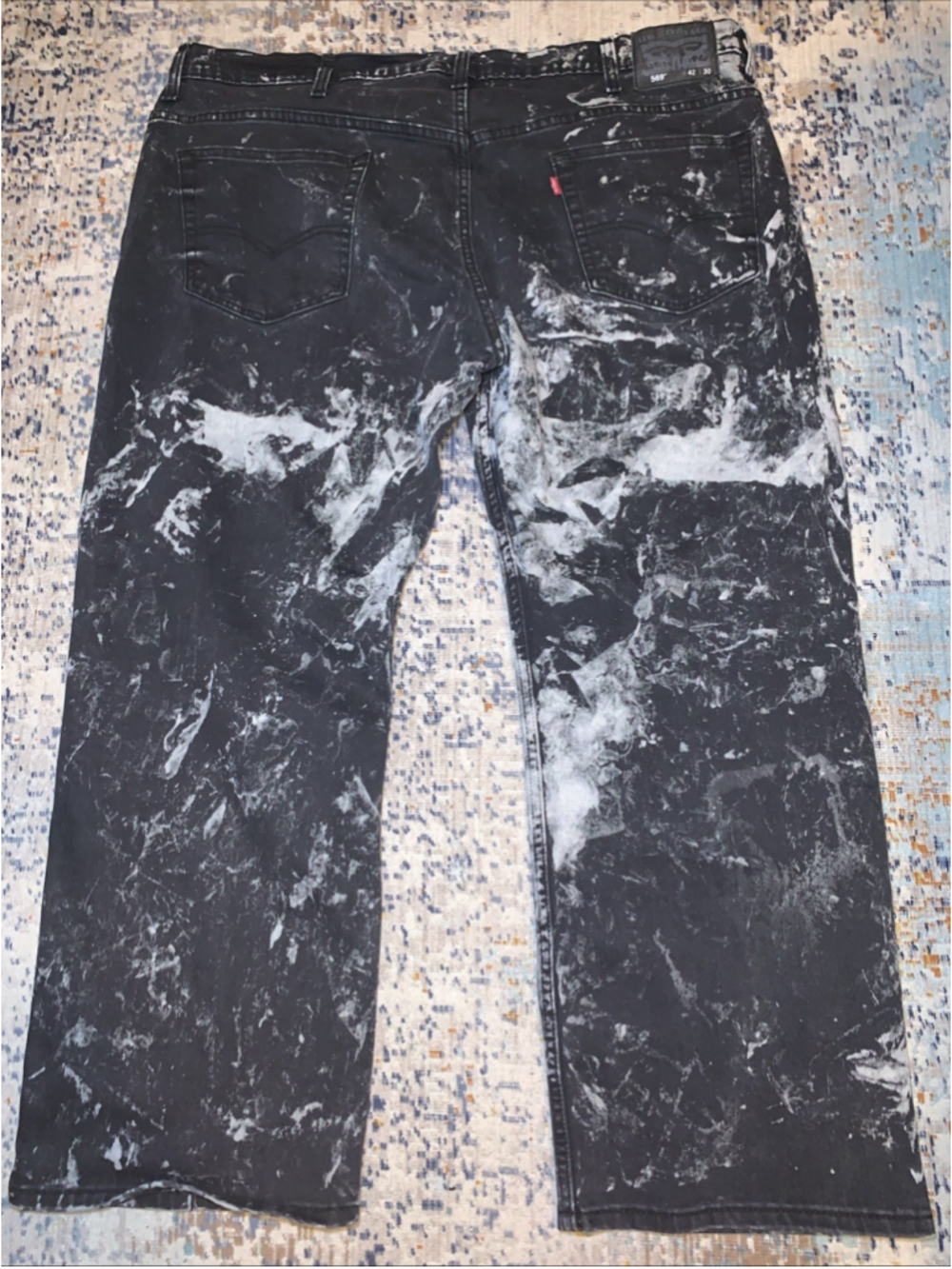 Levi’s 569 42x30 Loose Straight Stretchy Black Tie Dye Men’s Jeans Red Tab Zip
